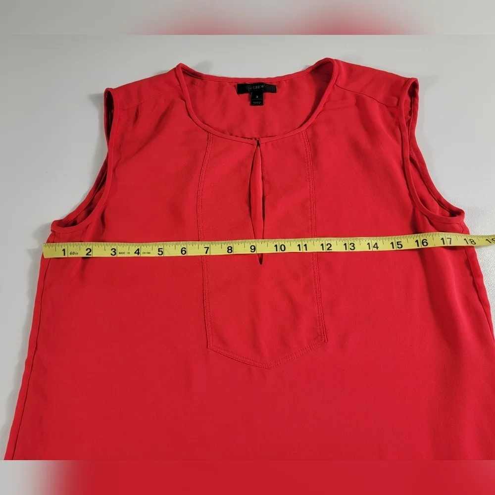 J. Crew Red Sleeveless Keyhole Front Top Blouse Size 2